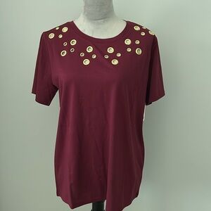Michael Michael Kors Burgundy Tee with Grommets